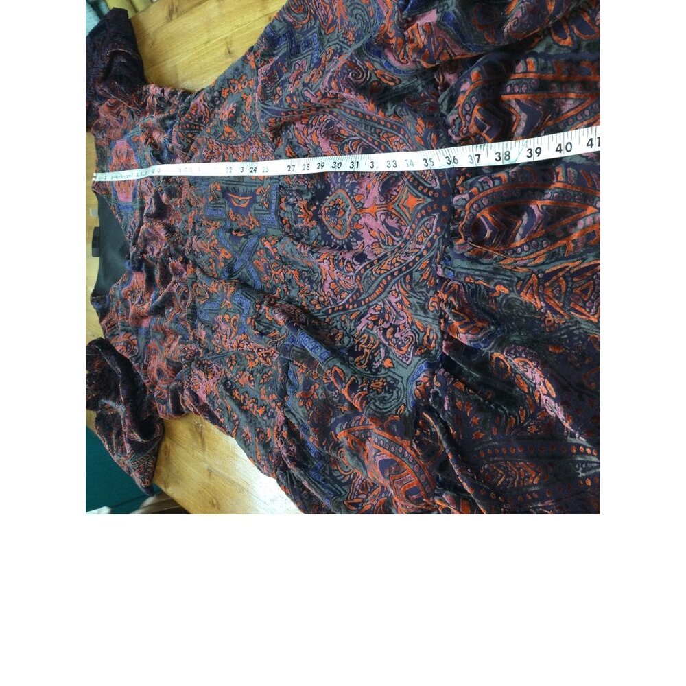 Dark Paisley Velvet Burnout Midi Dress Tahari PXL XL Petite Whimsigoth Grunge - Picture 12 of 12